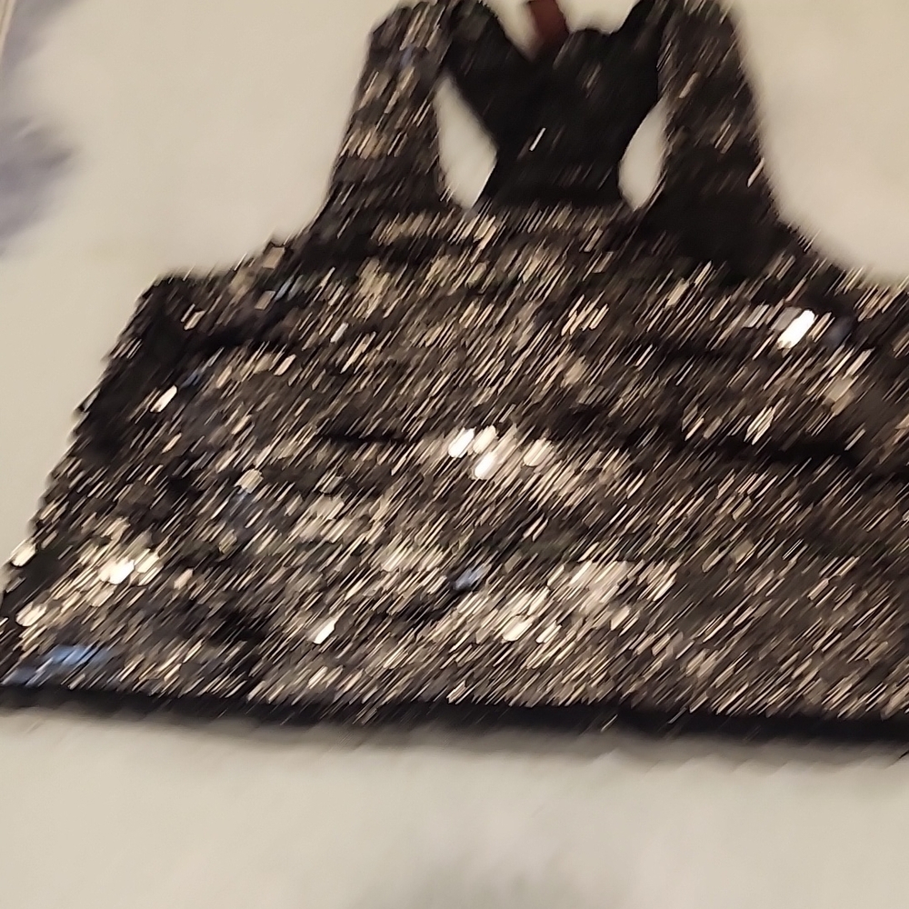 RAGA Silver Sequin Cropped Tank Top